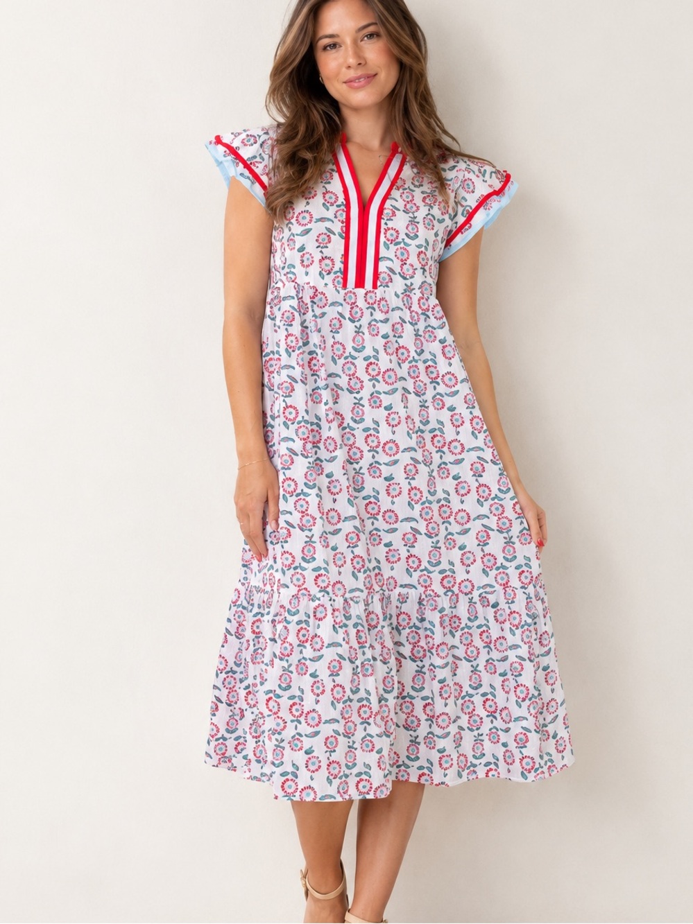 NWT Entro Floral Tiered Midi Dress Size XL